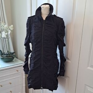 Burberry Womens Luxury Prorsum Back Ruched Lightweight Trench Coat Zip Up S-6